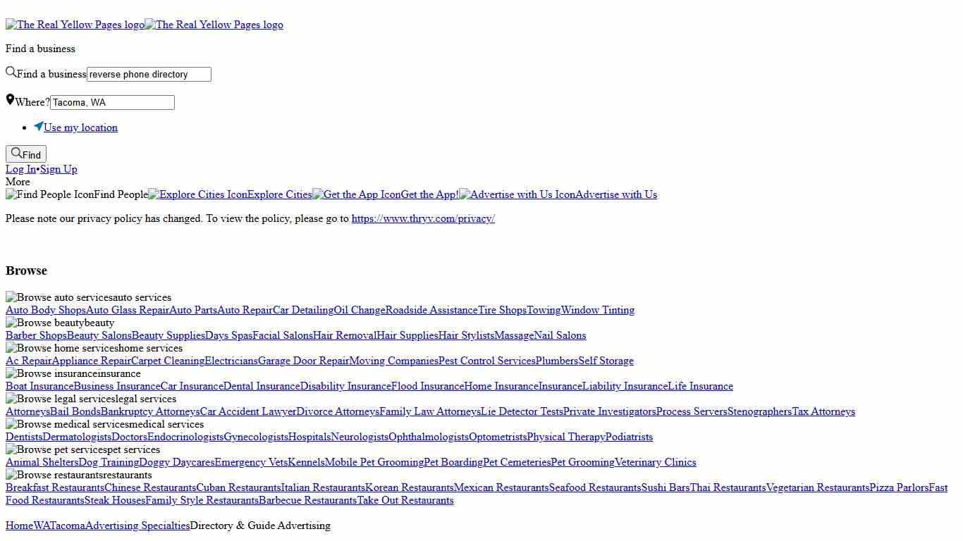 Best 1 Reverse Phone Directory in Tacoma, WA | The Real Yellow Pages®