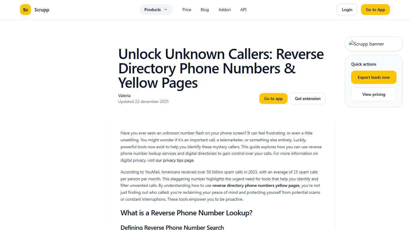 Unlock Unknown Callers: Reverse Directory Phone Numbers & Yellow Pages